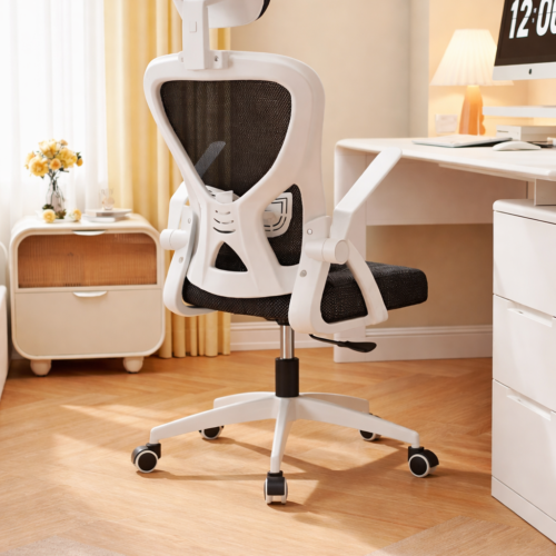 silla de oficina ejecutiva ergonómica con reposapiés – negro y blanco